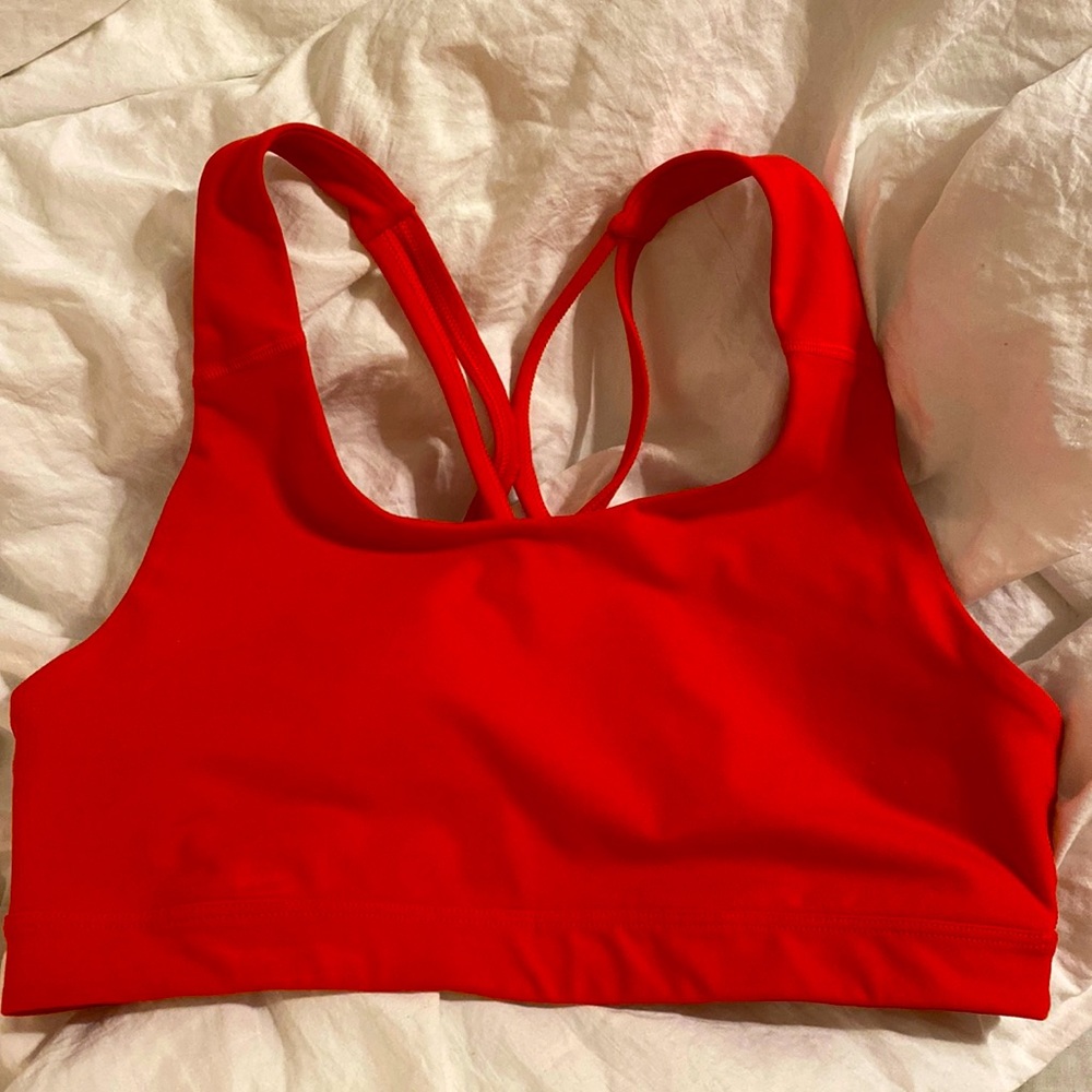 Red sports bra